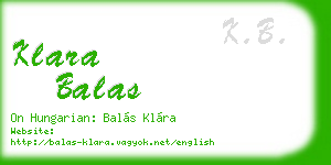 klara balas business card